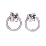 Silver button earrings, 'Forever Knot' - Karen Silver Infinity Knot Button Earrings