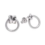 Silver button earrings, 'Forever Knot' - Karen Silver Infinity Knot Button Earrings
