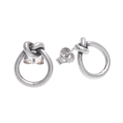 Silberne Knopfohrringe - Karen-Ohrringe aus Silber mit Unendlichkeitsknoten und Knöpfen