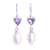 Cultured pearl and amethyst dangle earrings, 'Purple Sea' - Cultured Pearl and Amethyst Dangle Earrings thumbail
