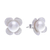 Cultured pearl button earrings, 'Pearl Oasis' - Cultured Pearl and Sterling Silver Floral-Motif Earrings (image 2c) thumbail