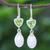 Cultured pearl and peridot dangle earrings, 'Spring Green Sea' - Cultured Pearl and Peridot Dangle Earrings (image 2) thumbail