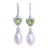 Cultured pearl and peridot dangle earrings, 'Spring Green Sea' - Cultured Pearl and Peridot Dangle Earrings thumbail