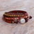 Jasper and carnelian wrap bracelet, 'Summer Treasure' - Jasper and Carnelian Leather Wrap Bracelet (image 2b) thumbail