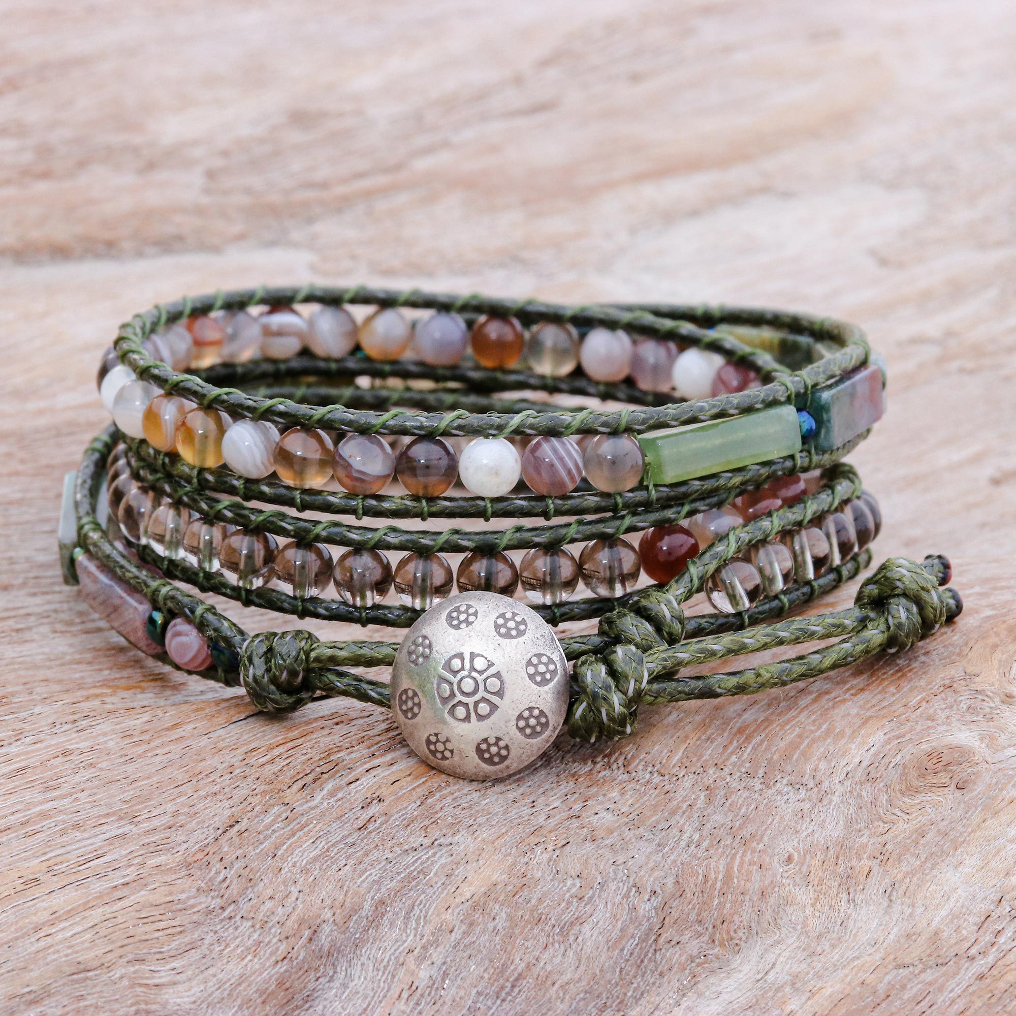 Wrap bracelet Jasper cat eye peace