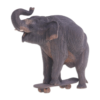 Hand Crafted Teak Wood Elephant Sculpture