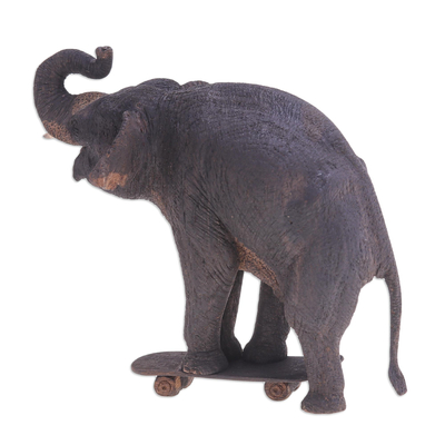 Skulptur aus Teakholz - Handgefertigte Elefantenskulptur aus Teakholz