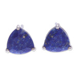 Lapis lazuli stud earrings, 'Winter Shine' - Faceted Lapis Lazuli and Sterling Silver Stud Earrings