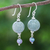 Multi-gemstone dangle earrings, 'Cool Magic' - Thai Jade and Cultured Pearl Dangle Earrings (image 2) thumbail