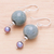 Multi-gemstone dangle earrings, 'Cool Magic' - Thai Jade and Cultured Pearl Dangle Earrings (image 2b) thumbail