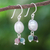 Tourmaline and cultured pearl dangle earrings, 'Sweet Sea' - Thai Tourmaline and Cultured Pearl Dangle Earrings (image 2) thumbail