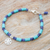 Quartz charm bracelet, 'Silver Sand Dollar' - Blue Quartz and and Karen Silver Charm Bracelet thumbail