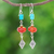 Carnelian and hematite dangle earrings, 'Dreamy Sunrise' - Thai Carnelian and Hematite Dangle Earrings