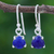 Lapis lazuli dangle earrings, 'Dewy Blue' - Lapis Lazuli and Sterling Silver Dangle Earrings (image 2) thumbail