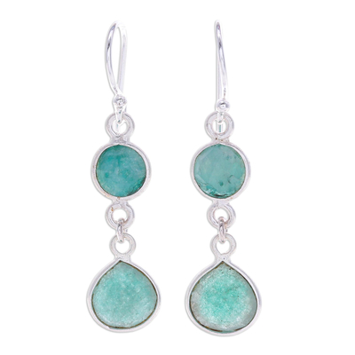 Sillimanite dangle earrings, 'Forest Dweller' - Green Sillimanite and Sterling Silver Dangle Earrings