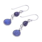 Sillimanite dangle earrings, 'Vast Universe' - Blue Sillimanite and Sterling Silver Dangle Earrings
