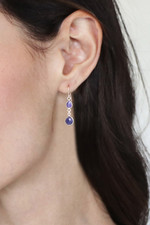 Sillimanite dangle earrings, 'Vast Universe' - Blue Sillimanite and Sterling Silver Dangle Earrings