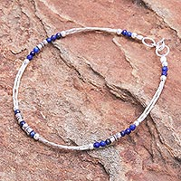 Lapis lazuli beaded bracelet, 'Spiral Jetty in Blue'