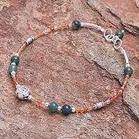 Agate and carnelian pendant bracelet, Tea Rose in  in Orange
