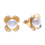 Gold-plated cultured pearl button earrings, 'Eternal Blossom in Gold' - Thai Gold-Plated Cultured Pearl Button Earrings