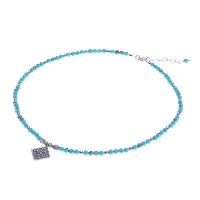 Halskette mit Hämatit-Anhänger - Hill Tribe Karen Halskette mit Anhänger aus Silber und Hämatit