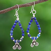 Pendientes colgantes de lapislázuli, 'Blue Botanicals' - Pendientes colgantes de plata de ley y lapislázuli