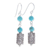 Silver dangle earrings, 'Blue-Green Glory' - Hill Tribe Karen Silver Dangle Earrings from Thailand