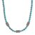 Silver beaded necklace, 'Blue-Green Glory' - Hill Tribe Karen Silver Pendant Necklace from Thailand (image 2a) thumbail