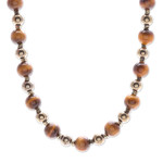 Gold-accented tiger's eye and hematite beaded necklace, 'Tiger's Morning' - Gold-Accented Tiger's Eye and Hematite Beaded Necklace