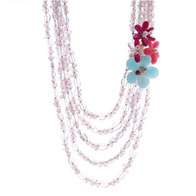 Cultured Pearl and Quartz Multi-Strand Necklace