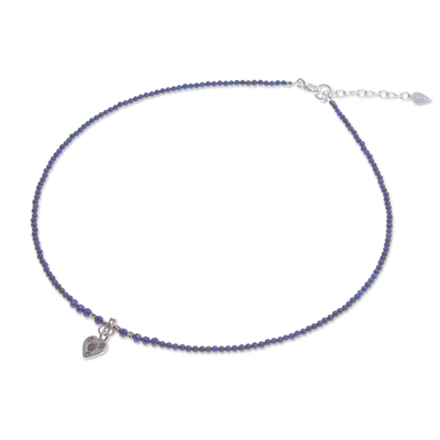 Collar con colgante de lapislázuli - collar con colgante de corazón de lapislázuli