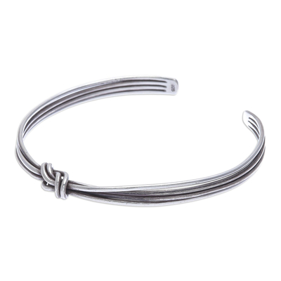 Sterling silver cuff bracelet, 'Strong Bond' - Hand Made Sterling Silver Cuff Bracelet