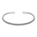 Sterling silver cuff bracelet, 'Tribal Fusion' - Thai Handcrafted Sterling Silver Cuff Bracelet