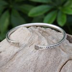 Sterling silver cuff bracelet, 'Tribal Fusion' - Thai Handcrafted Sterling Silver Cuff Bracelet