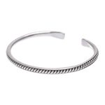 Sterling silver cuff bracelet, 'Tribal Fusion' - Thai Handcrafted Sterling Silver Cuff Bracelet