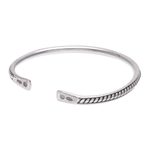 Sterling silver cuff bracelet, 'Tribal Fusion' - Thai Handcrafted Sterling Silver Cuff Bracelet