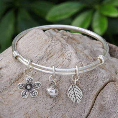 Silver charm bracelet, Garden Sounds