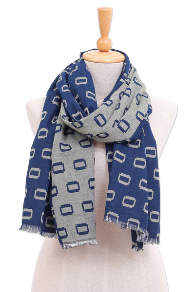 Geometric Patterned Cotton Scarf