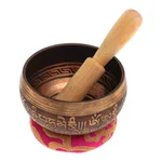 Brass alloy singing bowl set, 'Pink Mantra' (3 pcs) - Brass Alloy Singing Bowl Set with Wooden Mallet (3 Pcs)