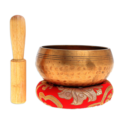 Singing bowl set, 'Mantra' (3 pcs) - Handmade Brass Alloy Singing Bowl Set (3 Pcs)