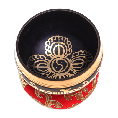 Brass alloy singing bowl set, 'Spirit Mantra' (3 pcs) - Brass Alloy Singing Bowl Set with Sanskrit Writing (3 Pcs)
