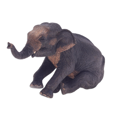 Artisan Crafted Teak Wood Elephant Sculpture