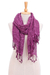 Silk scarf, 'Aubergine Autumn' - Purple Thai Silk Scarf with Fringe thumbail