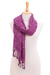Silk scarf, 'Aubergine Autumn' - Purple Thai Silk Scarf with Fringe (image 2c) thumbail