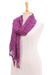Silk scarf, 'Aubergine Autumn' - Purple Thai Silk Scarf with Fringe (image 2d) thumbail