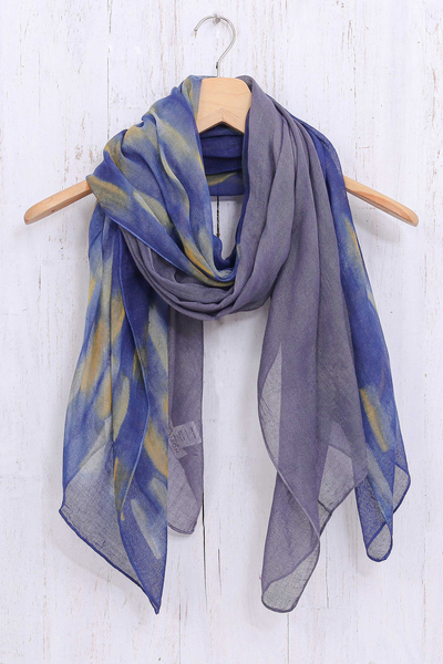 Cotton batik scarves, 'Batik Vacation' (pair) - Woven Cotton Batik Scarves from Thailand (Pair)