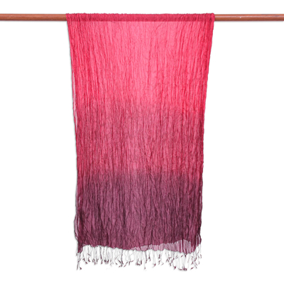 Hand-dyed silk scarf, 'Passionate Transition' - Hand-Dyed Silk Scarf from Thailand