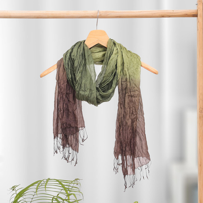 Hand-dyed silk scarf, 'Earth Day' - Hand Crafted Silk Scarf from Thailand