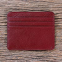 Leather wallet, 'Simple Day in Red'