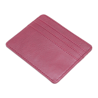 Leather wallet, 'Simple Day in Red' - Unisex Red Leather Cardholder Wallet